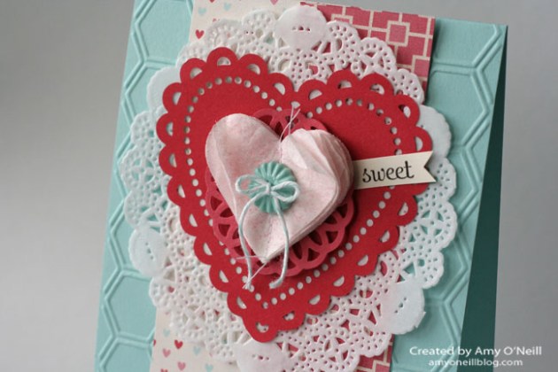 a doily valentine close up