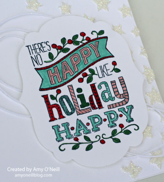 Holiday Happy with White Stars Close Up